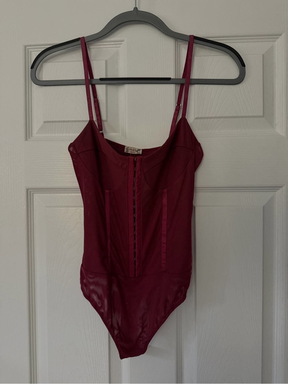 Free People burdgendy sheers One-Piece Body Suit
